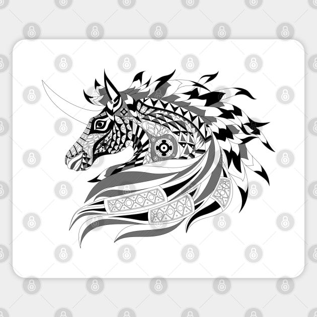 wild unicorn horse in mandala crazy pattern Sticker by jorge_lebeau